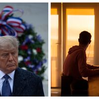 Donald Trump lors d'une cérémonie de commémoration du 11 novembre à Arlington en Virginie le 11 novembre 2020 / Confinement prolongé : quel horizon ?