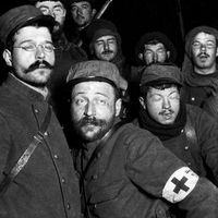 Des soldats français à Saint-Jean-D'Ormont (Vosges), le 1er janvier 1915.