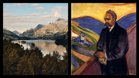 Le canton des Grisons près du lac de Sils en Suisse et Friedrich Nietzsche - Edvard Munch