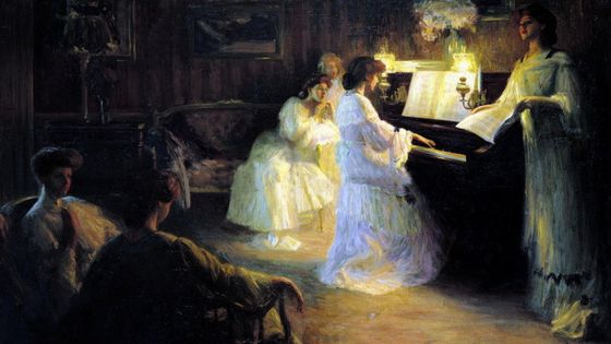 Jeunes filles au piano, tableau de Gabriel Deluc (détail). Ravel lui a dédié la Forlane du Tombeau de Couperin en hommage posthume. Collections du Musée Bonnat-Helleu, Bayonne - (DP) Wikimedia Commons