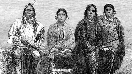 Illustration d'une famille Sioux datant de 1874 ©Getty - Grafissimo