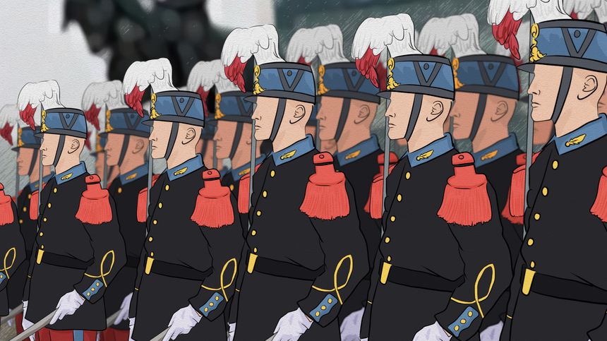 Illustration des officiers de l’Ecole spéciale militaire de Saint-Cyr.