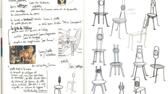 Un aperçu du cahier de recherche du designer pour son projet "Les Assises du temps perdu" - Anthony Guerrée