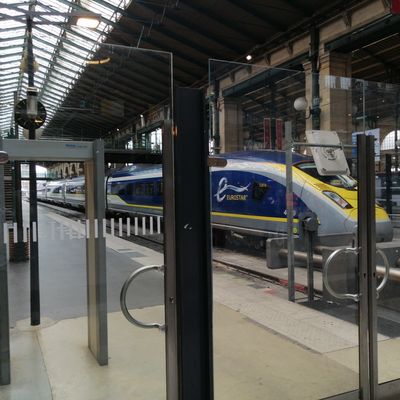 Un Eurostar à l'arrêt Gare du Nord.