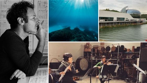 Légende : Valerio Sannicandro et les musiciennes de l'Instant Donné à la Seine Musicale ©Getty - www.valeriosannicandro.eu