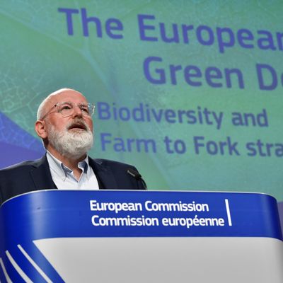 20 mai 2020, Bruxelles, Belgique - Frans Timmermans, Vice-Président de la Commission Européenne, présente le pacte vert européen lors d'une conférence de presse.