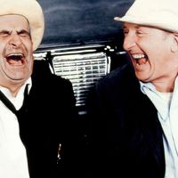 De Funès et Bourvil sur le tournage du "Corniaud" en 1965