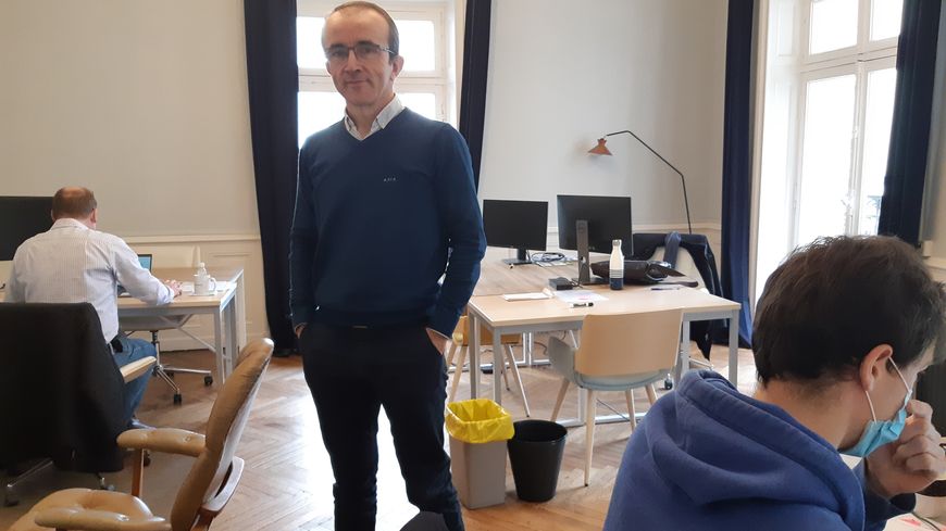 Vincent Bernatets, fondateur et président d'Airseas dans ses locaux provisoires à Nantes, janvier 2021