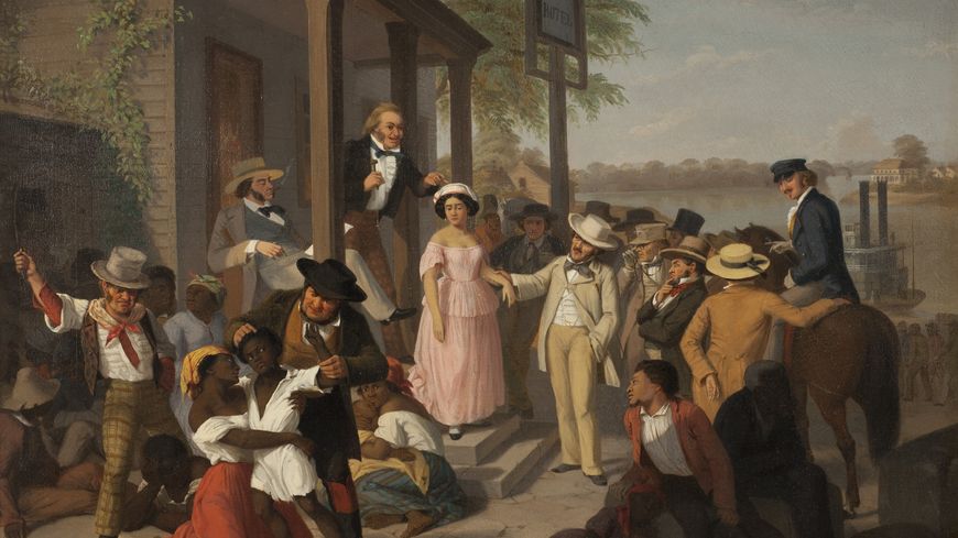 Vente d'esclaves dans l'Amérique du Sud - Slave Market, c. 1850-1860, 58.4 H/t, 75 x 133 Carnegie Museum of Art
