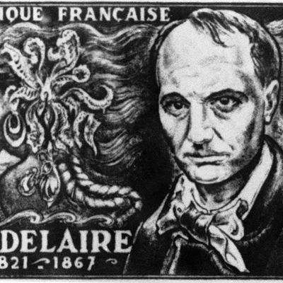 Timbre à l'effigie de Charles Baudelaire édité en 1951.