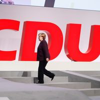 Angela Merkel durant le congrès annuel de la CDU en novembre 2019 à Leipzig.