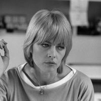 Portrait de Claire Bretécher en 1977 à Paris.
