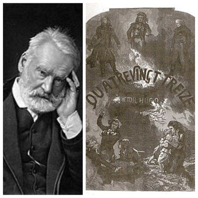 Portrait de Victor Hugo vers 1875 / Page de garde de l'édition en fascicule de 1876 de "Quatrevingt-treize" (publié pour la première fois en 1874).