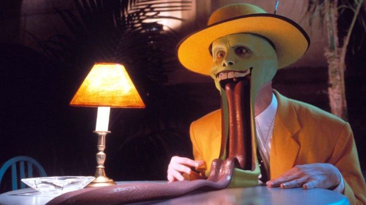 L'acteur américain Jim Carrey dans le film "The Mask", avec la voix française d'Emmanuel Curtil