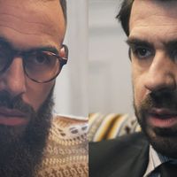 Médine et Simon Astier - Capture d'écran vidéo YouTube "Un monde sans rap" (Anis Rhali, Golden Moustache)