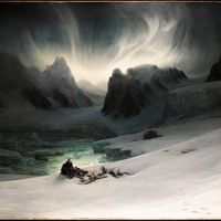 Magdalena Bay, vue prise de la presqu’île des Tombeaux, au nord du Spitzberg ; effet d’aurore boréale, 1841. Huile sur toile, 130 × 163 cm Paris, musée du Louvre.