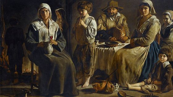 "Famille de paysans dans un intérieur", peint par Louis Le Nain et daté des environs de 1642, musée du Louvre - wikicommons