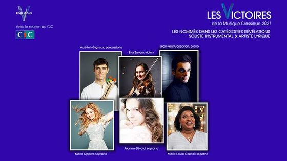 Les nominés catégorie Révélations Soliste Intrumental et Artiste Lyrique Victoires de la Musique Classique 2021 - 28°éditions