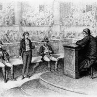 illustration pour Rouge et Noir, roman de Stendhal (1783-1842), gravure d'Henri-Joseph Dubouchet (1833-1909), publié par Conquet, 1884, Paris.