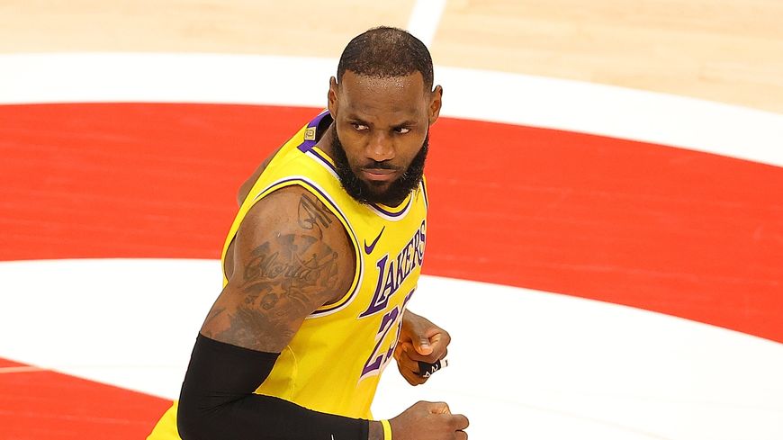 LeBron James - Lors du match face à l'équipe d'Atlanta le 01/02/2020 (Kevin C. Cox / Getty Images via AFP)