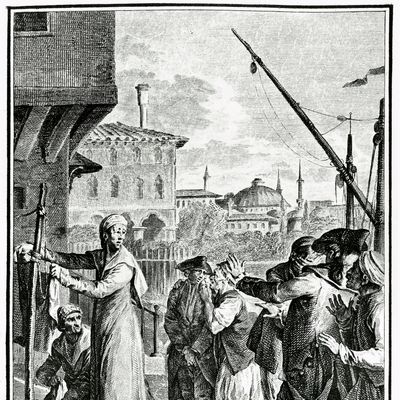 Candide ou Optimisme, 1759, illustration pour l'édition de 1785 du conte philosophique de Voltaire (1694-1778). Paris, Bibliothèque Nationale De France