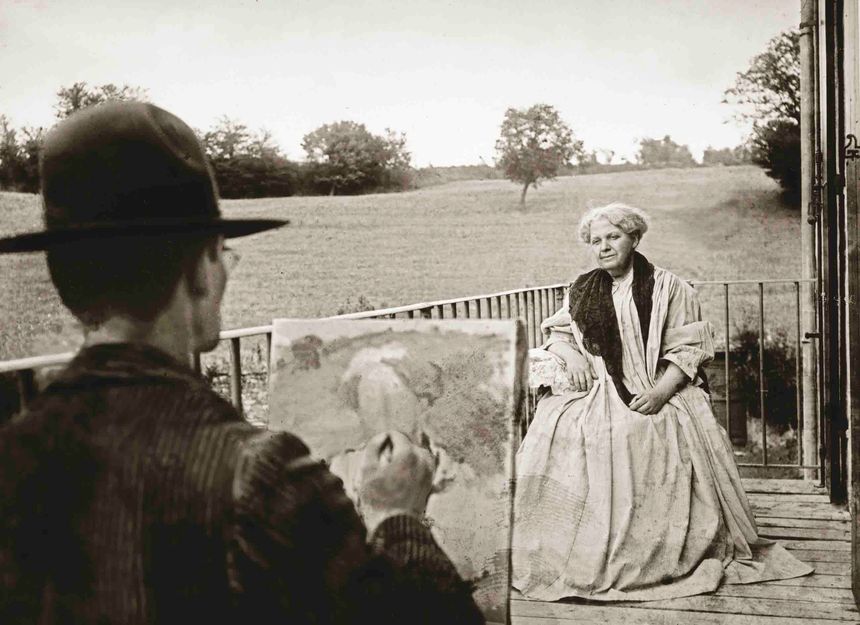Le peintre Bernard Naudin faisant un portrait de Nanessy de Vasson en 1903 à Fougerolles