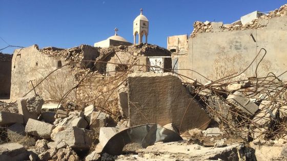 Dégâts causés par l'Etat islamique dans le village de Karamless, situé dans plaine de Ninive, mars 2020 - Loÿs de Pampelonne