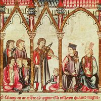 Illustration de Troubadours dans Les Cantigas de Santa Maria