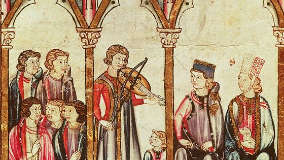 Illustration de Troubadours dans Les Cantigas de Santa Maria - Hulton Fine Art Collection/Art Images via Getty Images