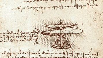 Le schéma de la vis aérienne imaginée par de Vinci.