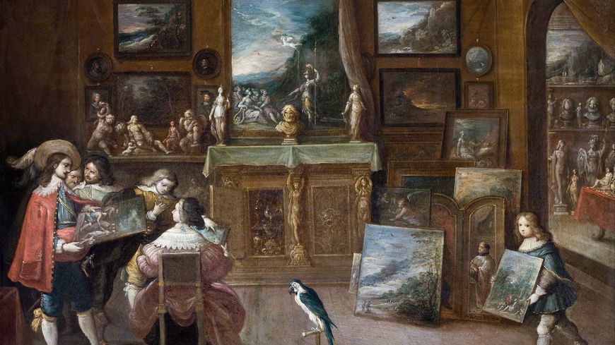 Frans Francken II, "Une visite chez le marchand d'art" (1636), Stockholm, Hallwyl Museum.