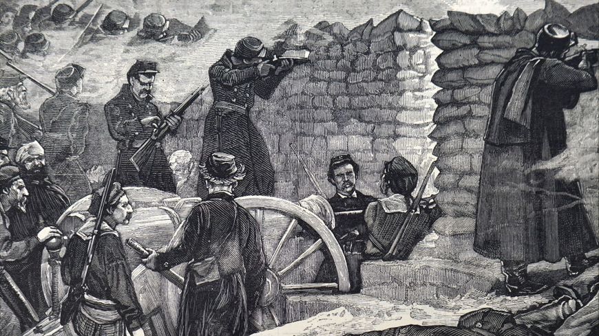 Barricades érigées par les communards pendant la Semaine Sanglante du 22 au 28 mai 1871 durant laquelle les troupes versaillaises de Thiers et Mac Mahon réprimeront l'insurrection