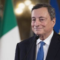 Rome le 3 février 2021 : Mario Draghi, l'ancien président de la BCE, après un entretien avec le président italien Sergio Mattarella au Palais du Quirinal