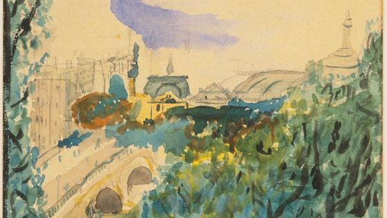 "Le Pont des Invalides", aquarelle de Guillaume Apollinaire, 1916. Donation de Charles-A. et Gabrielle Kayser, 1967. - © Jacques Faujour - Centre Pompidou, MNAM-CCI/Dist. RMN-GP
