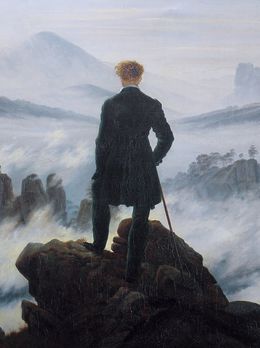 Le Voyageur contemplant une mer de nuages, Caspar David Friedrich, 1818, Kunsthalle de Hambourg. (Wikipédia)