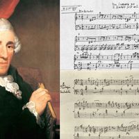 Joseph Haydn, avec en haut à droite une fausse sonate, et en bas à droite une vraie sonate