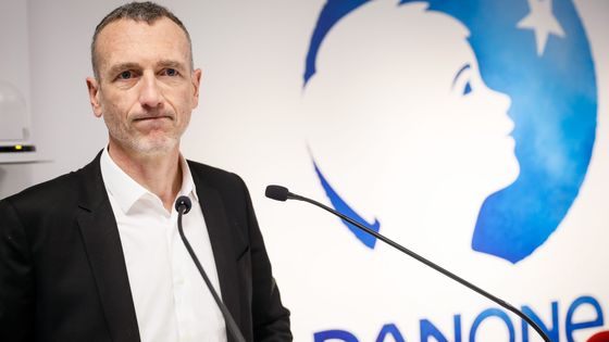 Emmanuel Faber lorsqu'il était encore PDG de Danone, en 2018 ©Maxppp - Thomas Padilla