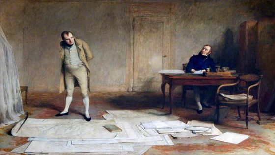 Napoléon dictant au comte Las Cases le récit de ses campagnes. 1892, Orchardson William Quiller. Lady Lever Art Gallery.