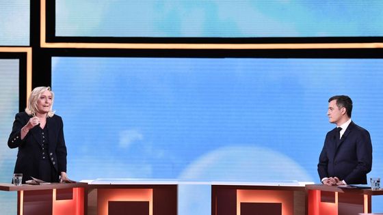 Débat entre Marine Le Pen et Gérald Darmanin le 11 février 2021 ©AFP - STEPHANE DE SAKUTIN