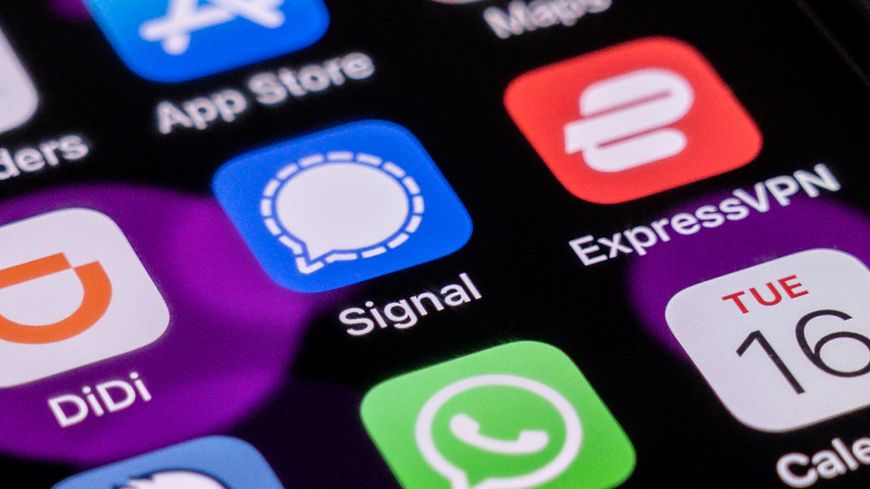 Application de messagerie cryptée Signal sur un smartphone à Beijing (Chine)