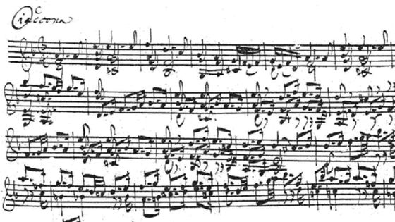 Début de la Chaconne de la 2ème Partita pour violon de Jean-Sébastien Bach - manuscrit autographe (détail) - Photo by Dmitrismirnov, travail personnel / via Wikimedia Commons