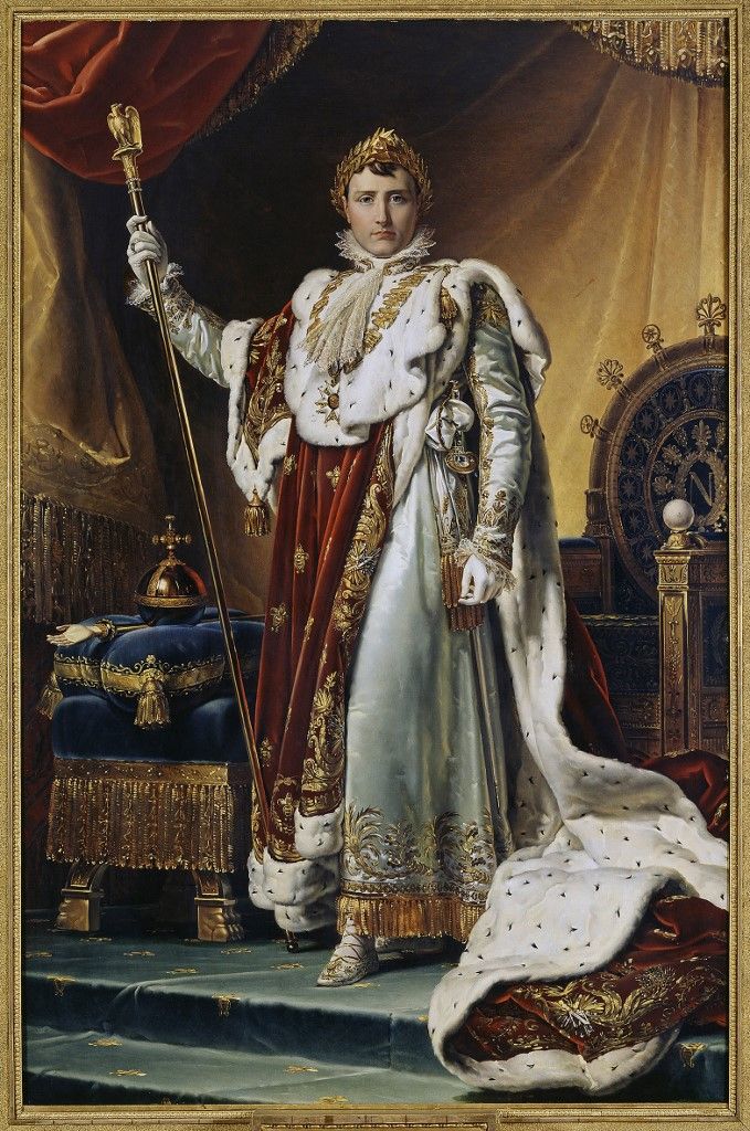 Portrait de l'Empereur Napoleon Bonaparte en costume de sacre. Peinture de François Pascal Simon Gérard
