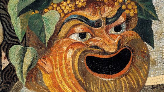 Une mosaïque romaine (2 av. J.-C) qui représente un sourire niais qui n'a rien à envier aux caricatures contemporaines. ©Getty - DEA / G. DAGLI ORTI/De Agostini