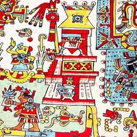 Le Codex Zouche-Nuttall. Un document pré-colombien plié en accordéon du XIVe siècle, document de la pictographie mixtèque, Collections du British Museum. Un des 16 manuscrits mexicains d'origine précolombienne.