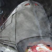 Peinture de Jean-Marc Rochette représentant le Transperceneige