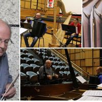 Jean-Pierre Drouet (direction), Célia Perrard (harpe), Raphaël Simon (percussions) & Pascal Contet (accordéon)
