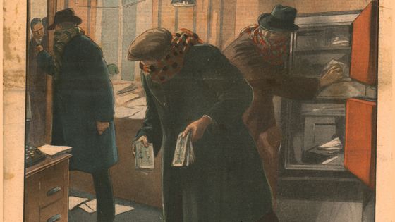 Cambriolage d'une banque parisienne. Une de "L'illustré du Petit Journal" du 6 mars 1932. ©Getty
