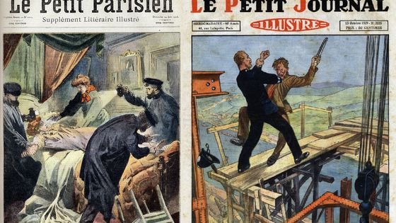 "L'assassinat de Madame Japy", Le Petit Parisien du 14/06/1908 et "Lutte entre un policier et un patient évadé d'un hôpital de Manhattan", Le Petit Journal Illustré du 13/10/1929. ©Getty