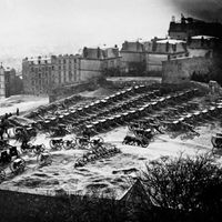 Vue générale du parc d'artillerie de la Butte Montmartre le 18 mars 1871.