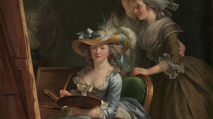Autoportrait avec deux élèves, Adélaïde Labille-Guiard (1785), huile sur toile, 210,8 × 151,1 cm